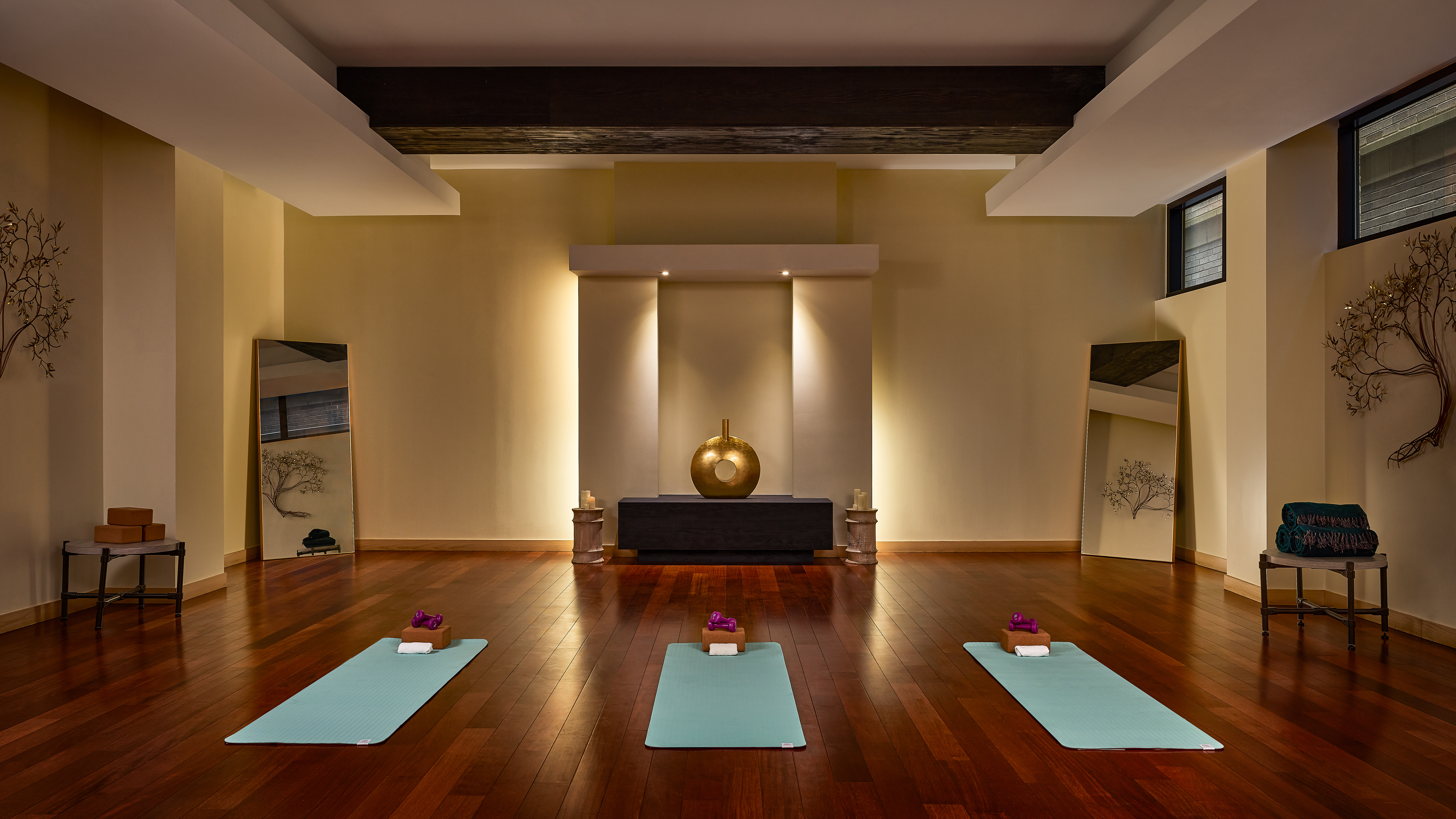 Yoga mats in a tranquil room